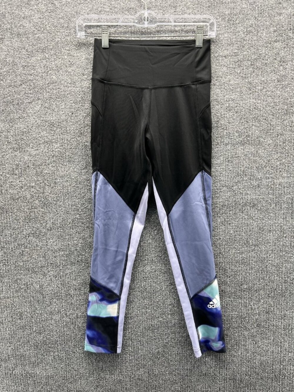Adidas Leggings Womens Small Multicolor Colorblock Ankle Yoga Pants Athletic